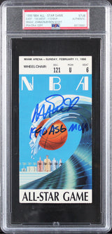 Magic Johnson & Byron Scott "1990 ASG MVP" Signed Ticket Stub PSA/DNA Slabbed