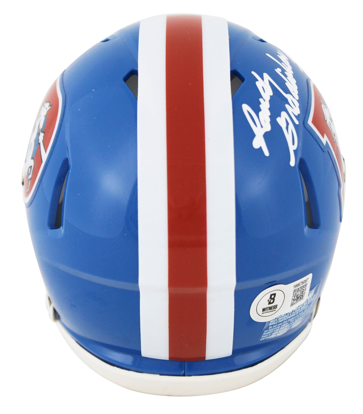 Broncos Randy Gradishar "HOF" Signed 1975-96 TB Speed Mini Helmet W/ Case BAS W