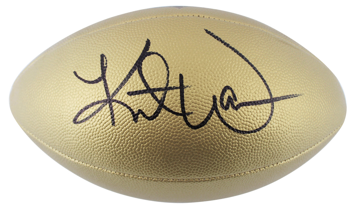 Kurt Warner Signed Wilson Replica Duke Metallic Gold Football W/ Case BAS Wit