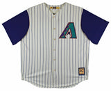 D-Backs Luis Gonzalez "Career Stat" Signed White Pinstripe Majestic Jersey BAS W