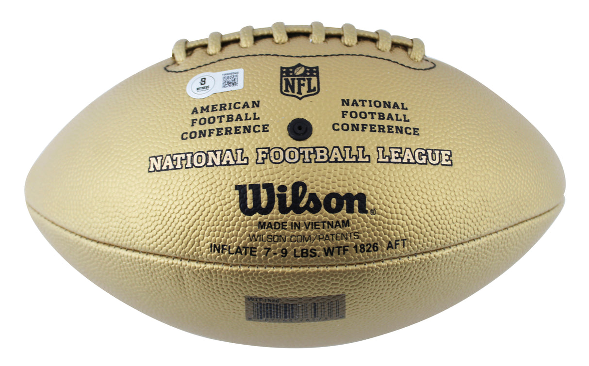 Kurt Warner Signed Wilson Replica Duke Metallic Gold Football W/ Case BAS Wit