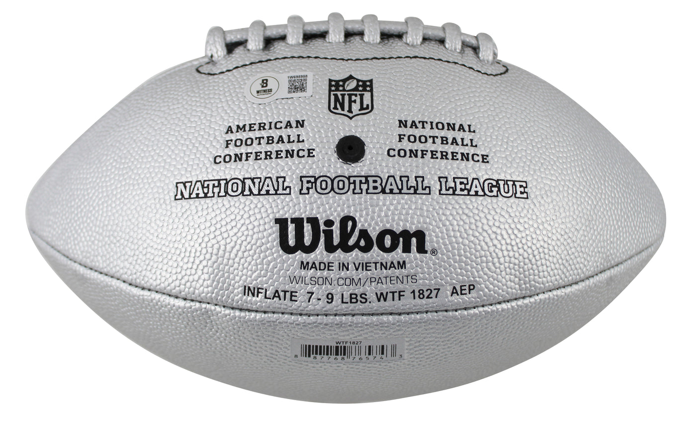 Kurt Warner Signed Wilson Replica Duke Metallic Silver Nfl Football BAS Witness