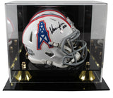 Oilers Warren Moon "HOF 06" Signed 1975-80 TB Speed Mini Helmet W/ Case BAS Wit