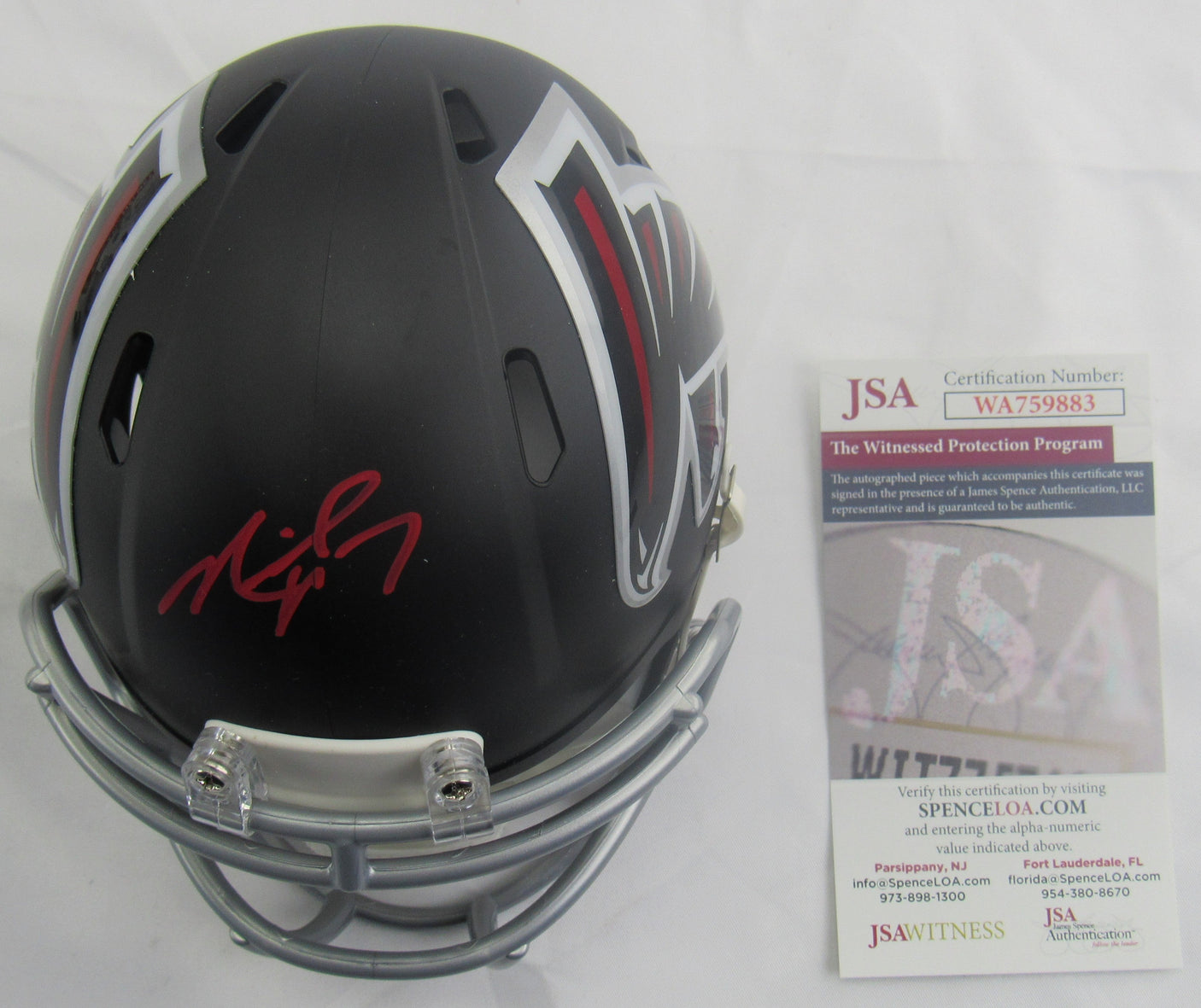 Michael Vick Signed Auto Replica Falcons Mini Helmet JSA WA759883