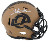 Rams Kurt Warner Signed Salute To Service II Mini Helmet W/ Case BAS Witnessed