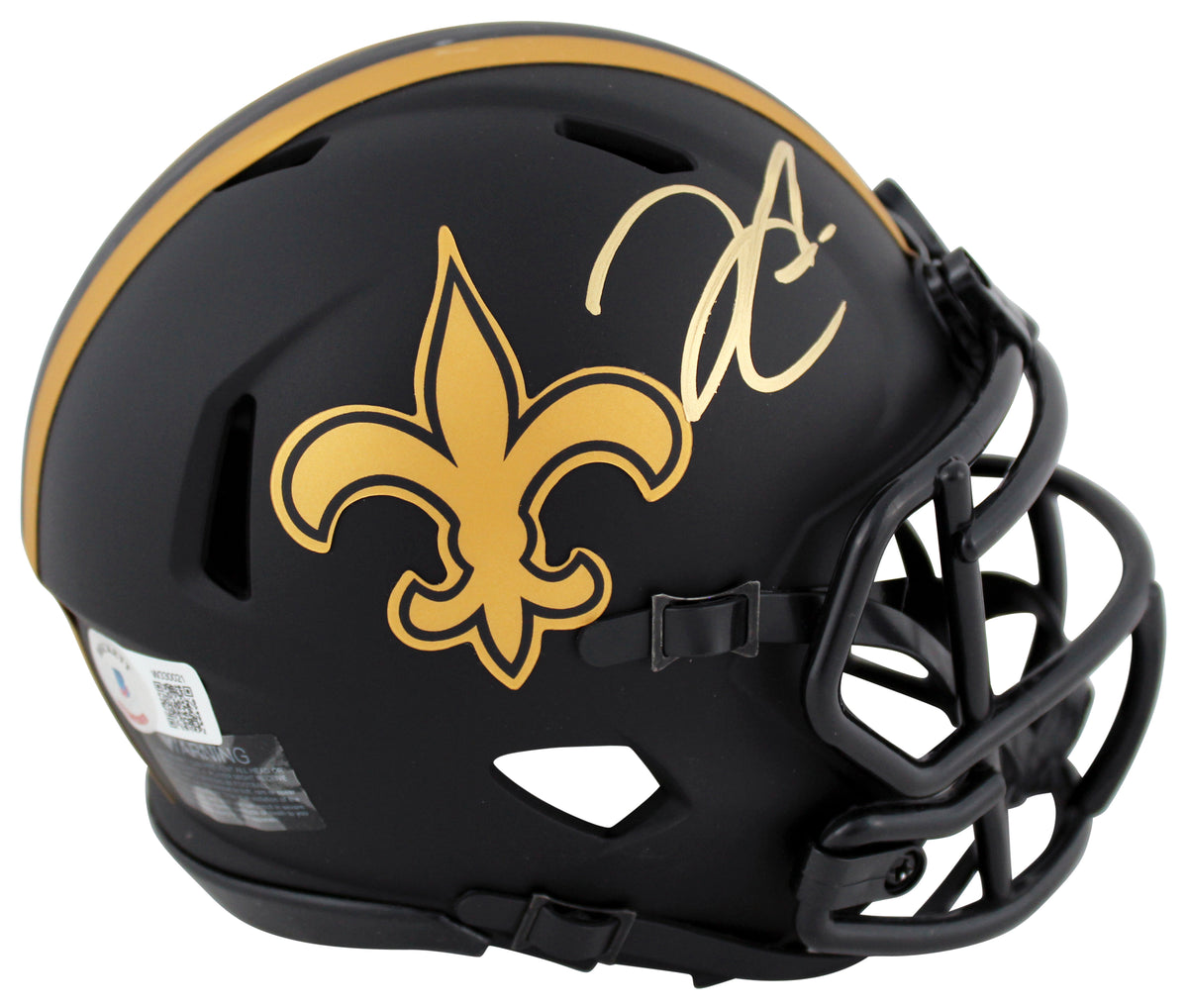 Derek Carr Autographed New Orleans Saints Eclipse Speed Mini Helmet Beckett Witnessed