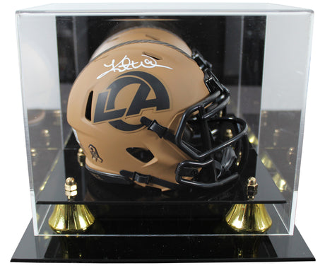 Rams Kurt Warner Signed Salute To Service II Mini Helmet W/ Case BAS Witnessed