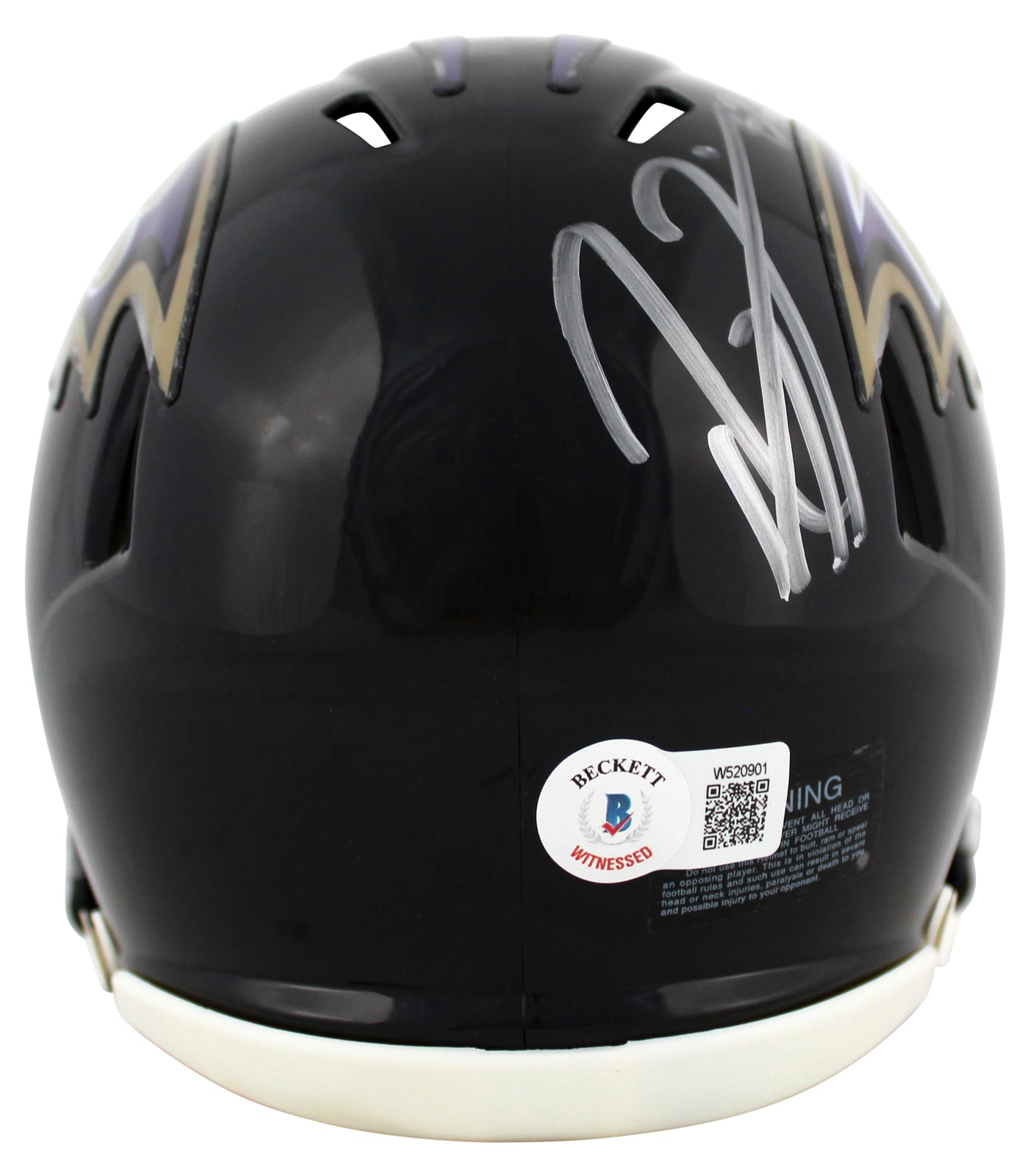 Ravens Ray Lewis Signed Speed Mini Helmet w/ Silver Sig W/ Case BAS Witnessed