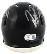 Ravens Ray Lewis Signed Speed Mini Helmet w/ Silver Sig W/ Case BAS Witnessed