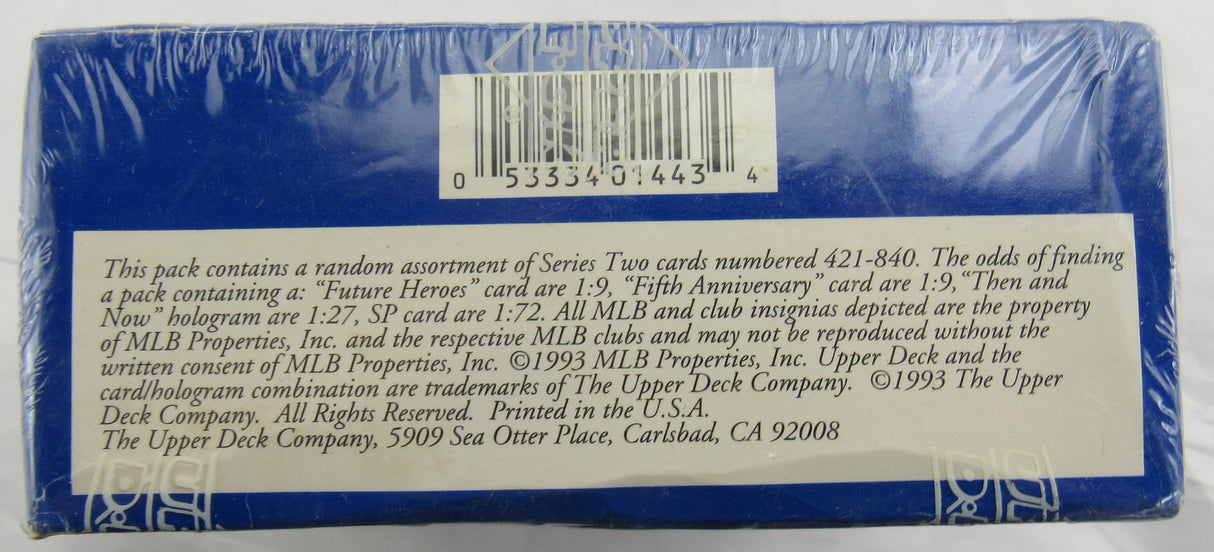 1993 Upper Deck Series 2 Baseball Sealed Wax Box