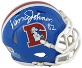 Broncos Vance Johnson Authentic Signed 1975-96 Blue TB Speed Mini Helmet BAS