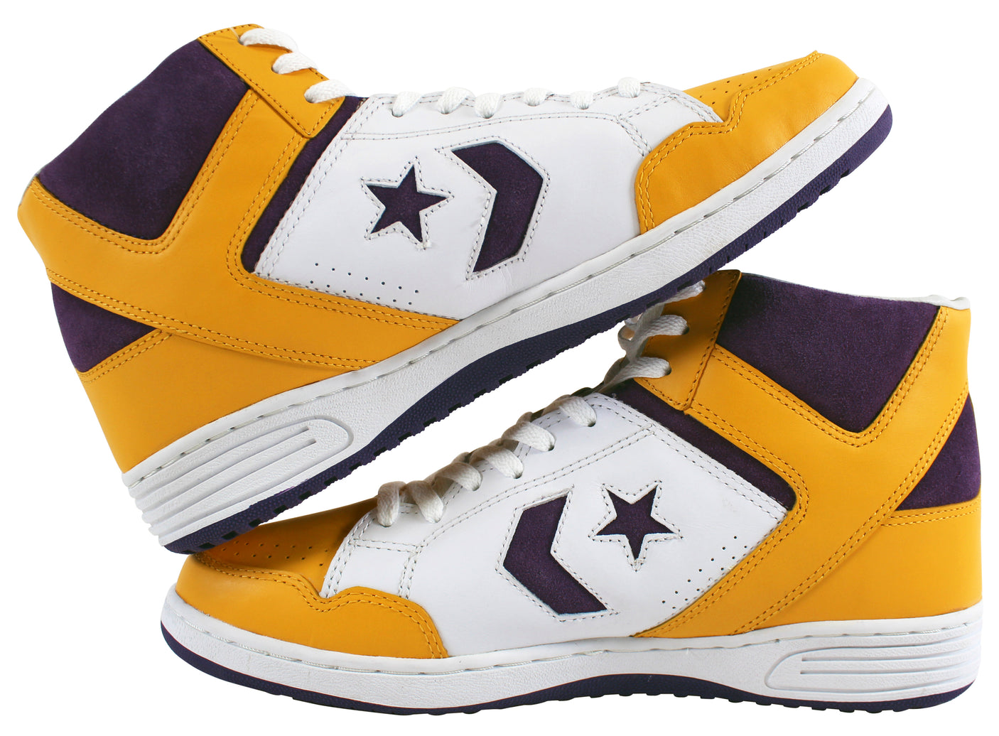 Lakers Magic Johnson "HOF 02" Signed Converse Weapon Shoes w/Box BAS Witness