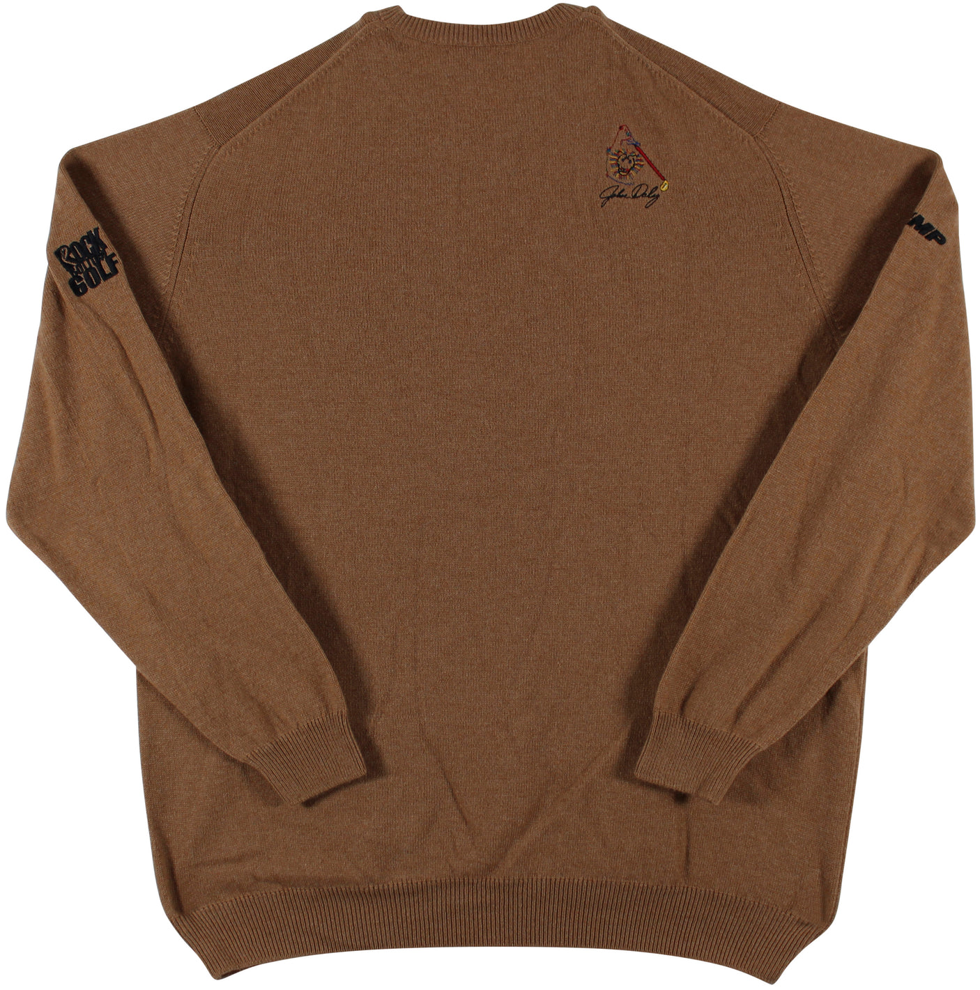 John Daly Signed Match Worn Brown Johnstons of Elgin Cashmere Sweater BAS