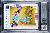 Lakers Magic Johnson Signed 2017 Donruss Hall Kings #7 Card Auto 10! BAS Slab 1