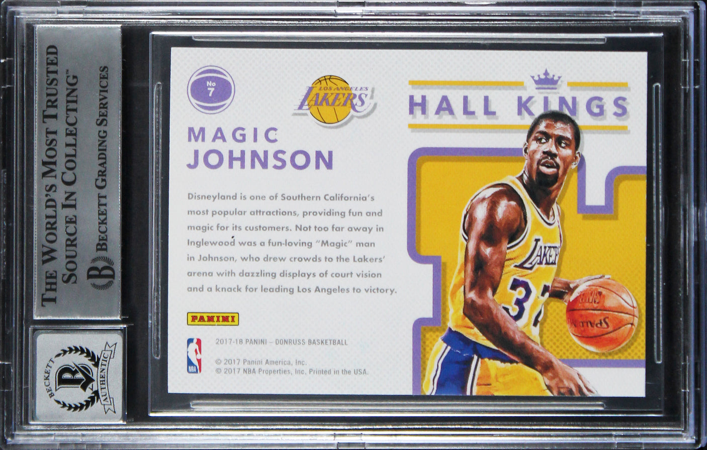 Lakers Magic Johnson Signed 2017 Donruss Hall Kings #7 Card Auto 10! BAS Slab 2