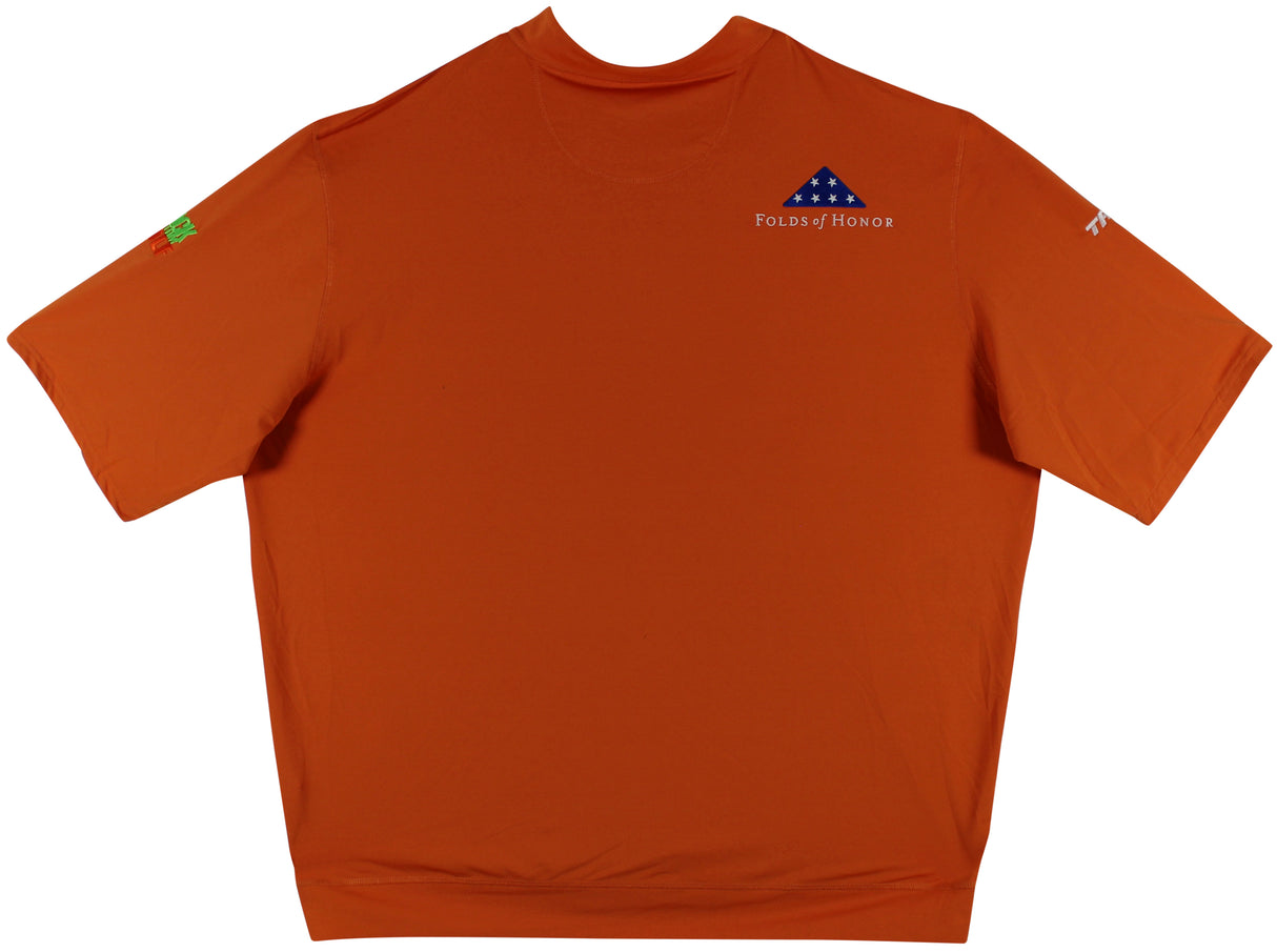 John Daly Signed Match Worn Orange Folds of Honor Quarter Zip Shirt BAS #BH00324