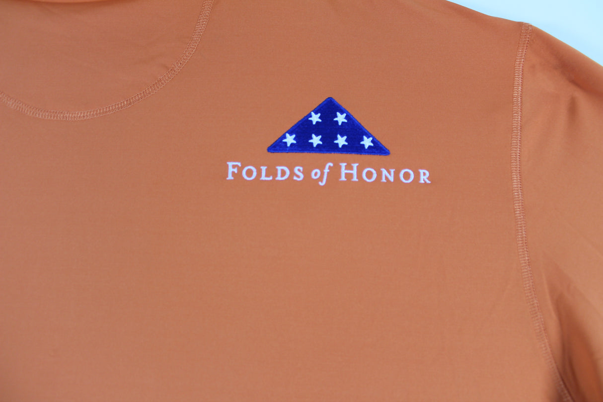 John Daly Signed Match Worn Orange Folds of Honor Quarter Zip Shirt BAS #BH00324
