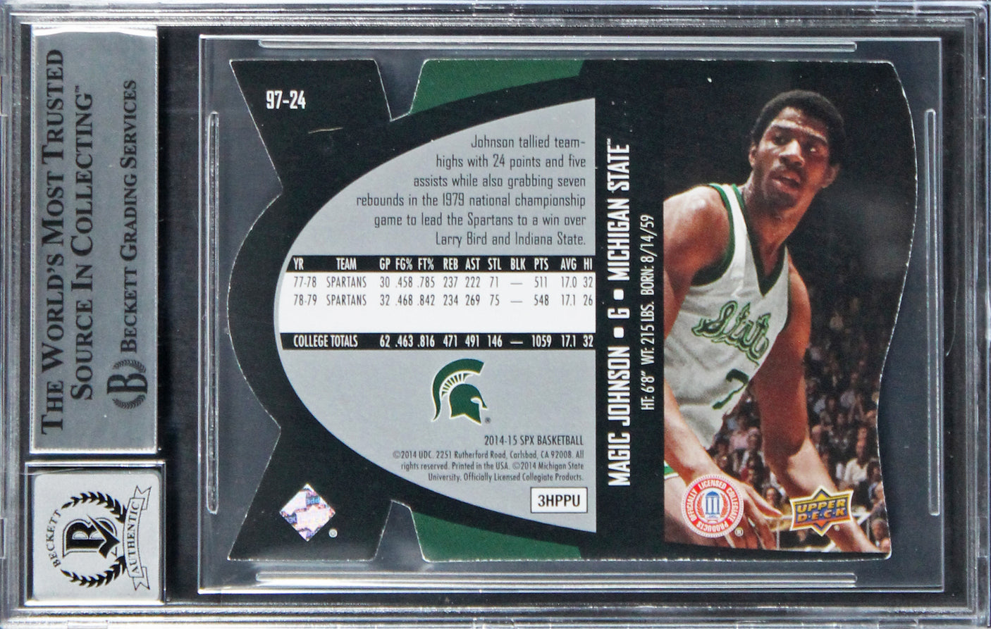 Lakers Magic Johnson Signed 2014 SPX '97 Inserts #9724 Card Auto 10! BAS Slabbed