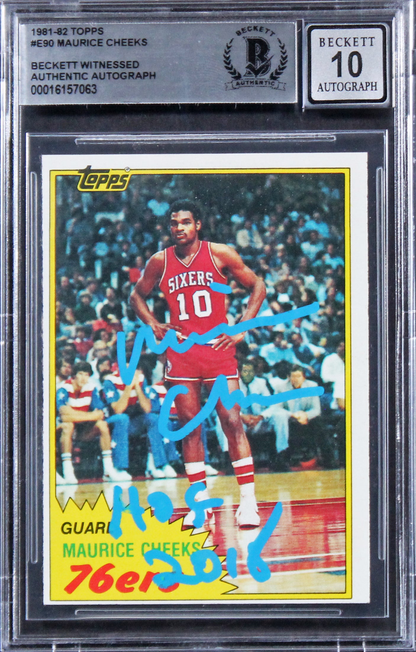 76ers Maurice Cheeks "HOF 2018" Signed 1981 Topps #E90 Card Auto 10! BAS Slabbed
