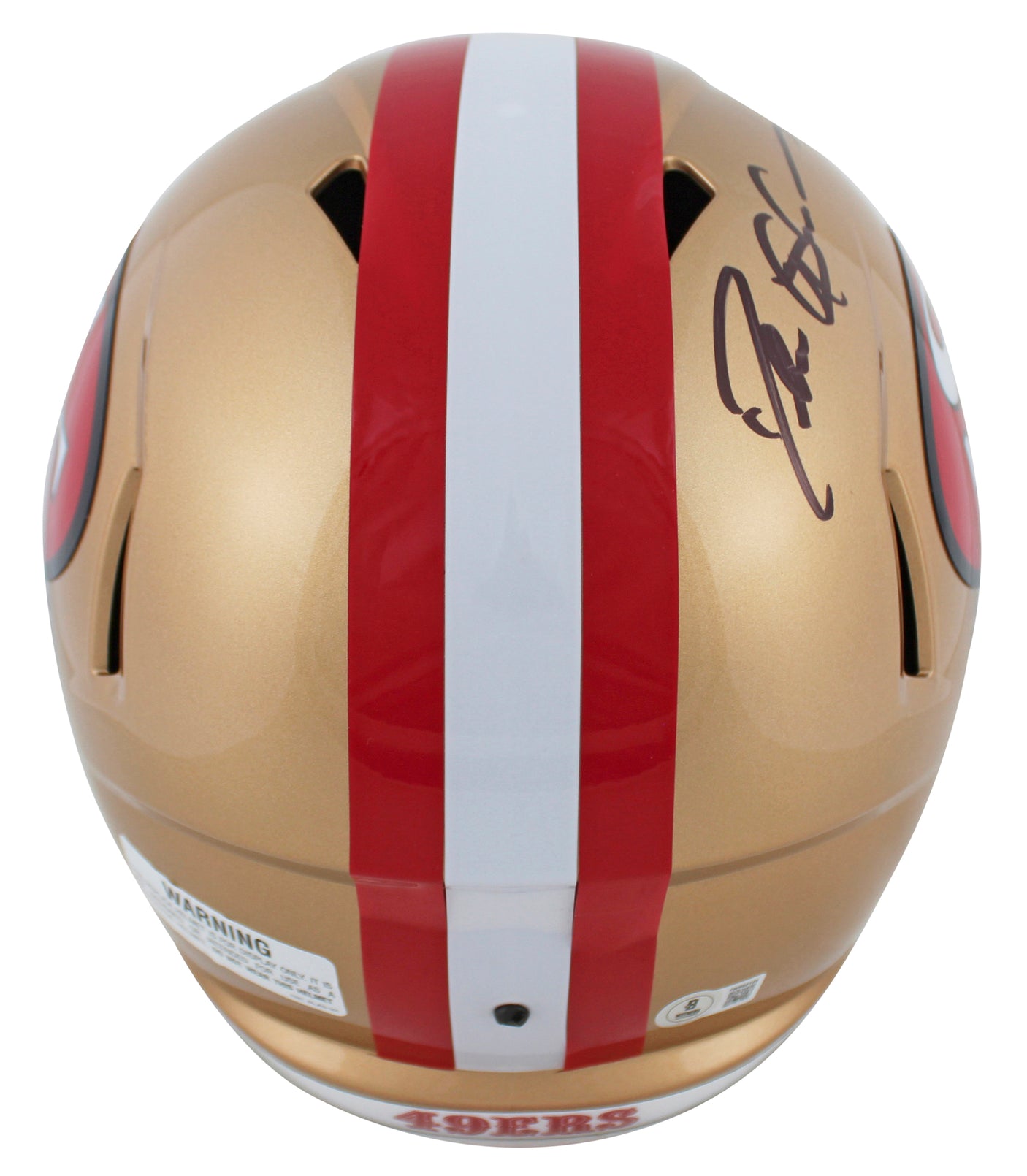 49ers Deion Sanders Signed 1964-95 TB Full Size Speed Rep Helmet w/ Case BAS Wit