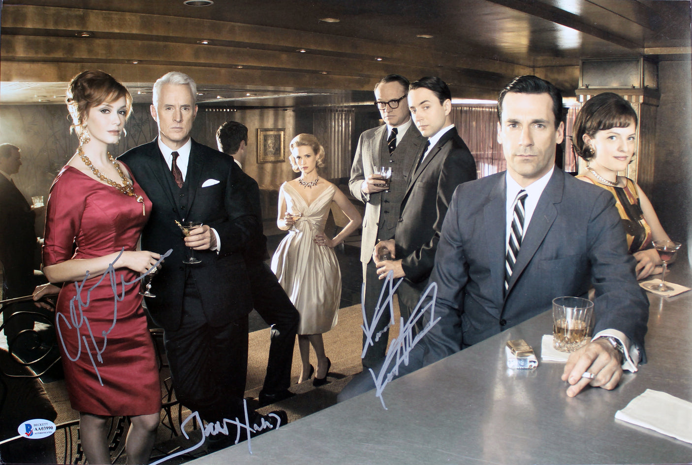 Mad Men (3) Hendricks, Kartheiser & Harris Signed 12x18 Photo BAS #AA03990