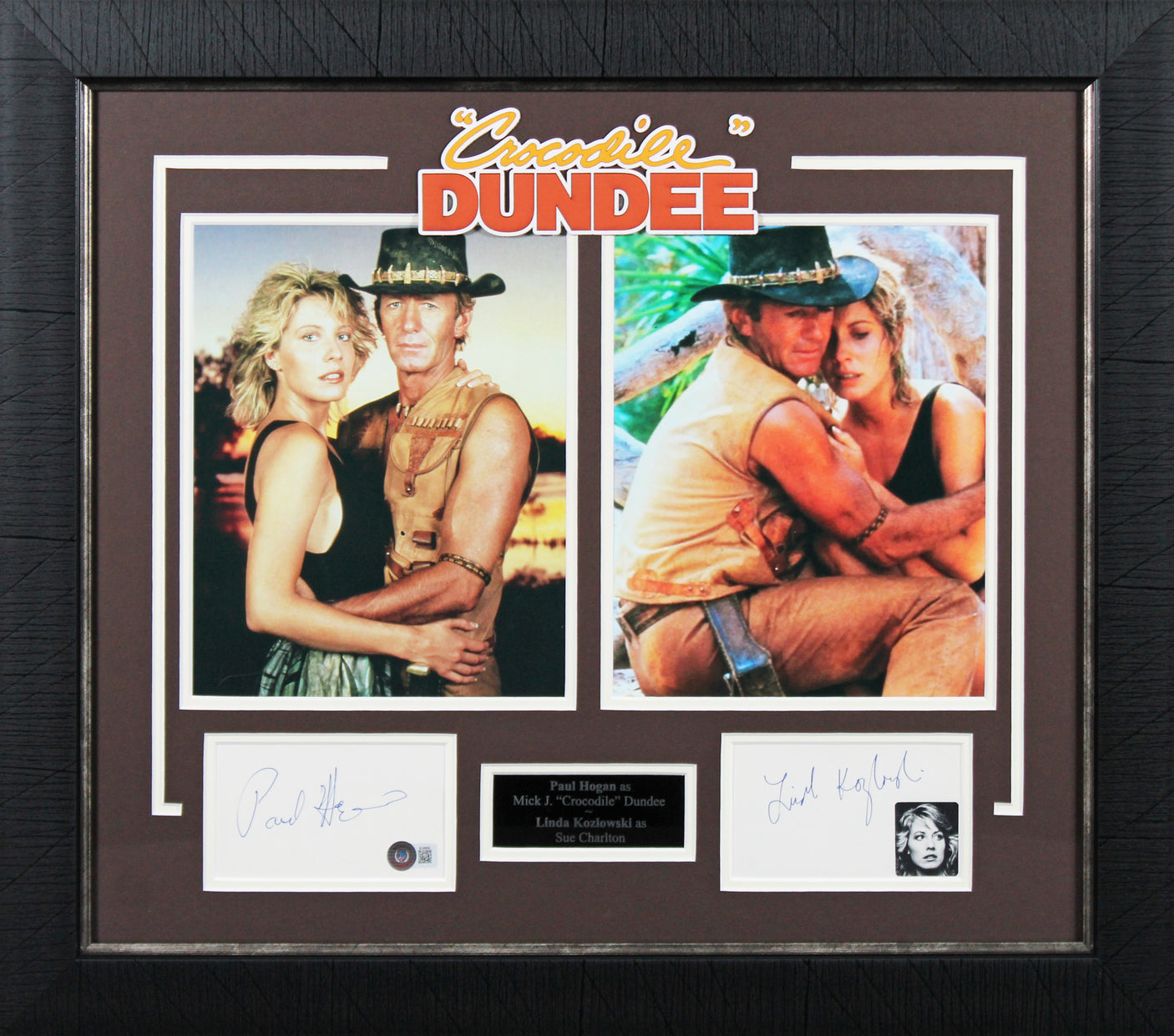 Paul Hogan & Linda Kozlowski Crocodile Dundee Signed Framed Display BAS #BL96959