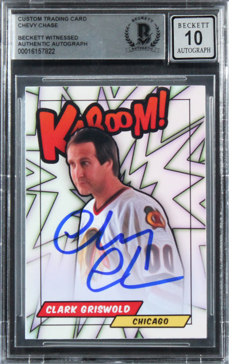 Chevy Chase Christmas Vacation Signed Custom Trading Card Auto 10! BAS Slabbed 7