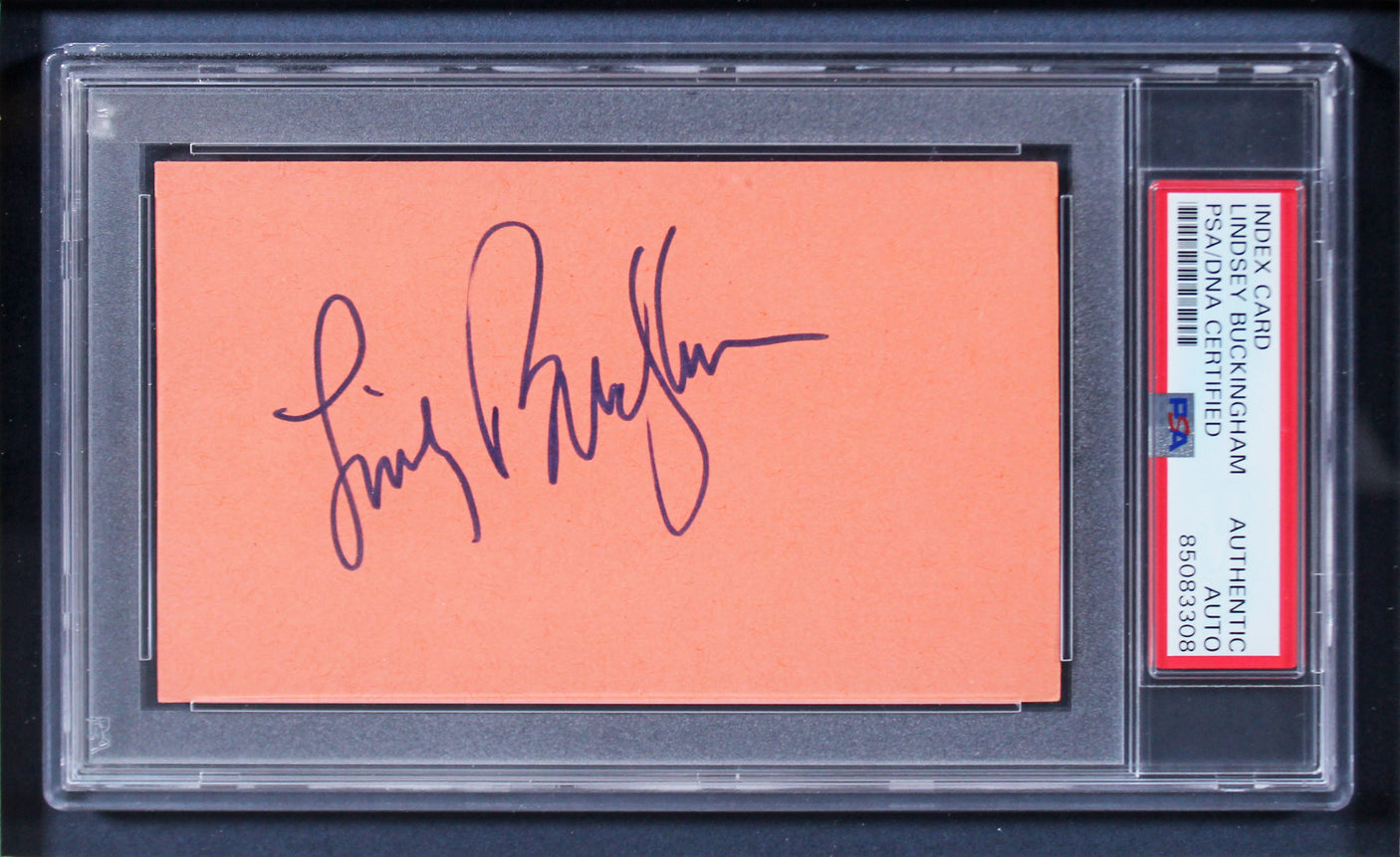 Lindsey Buckingham Fleetwood Mac Signed & Framed 3x5 Index Card PSA/DNA Slabbed
