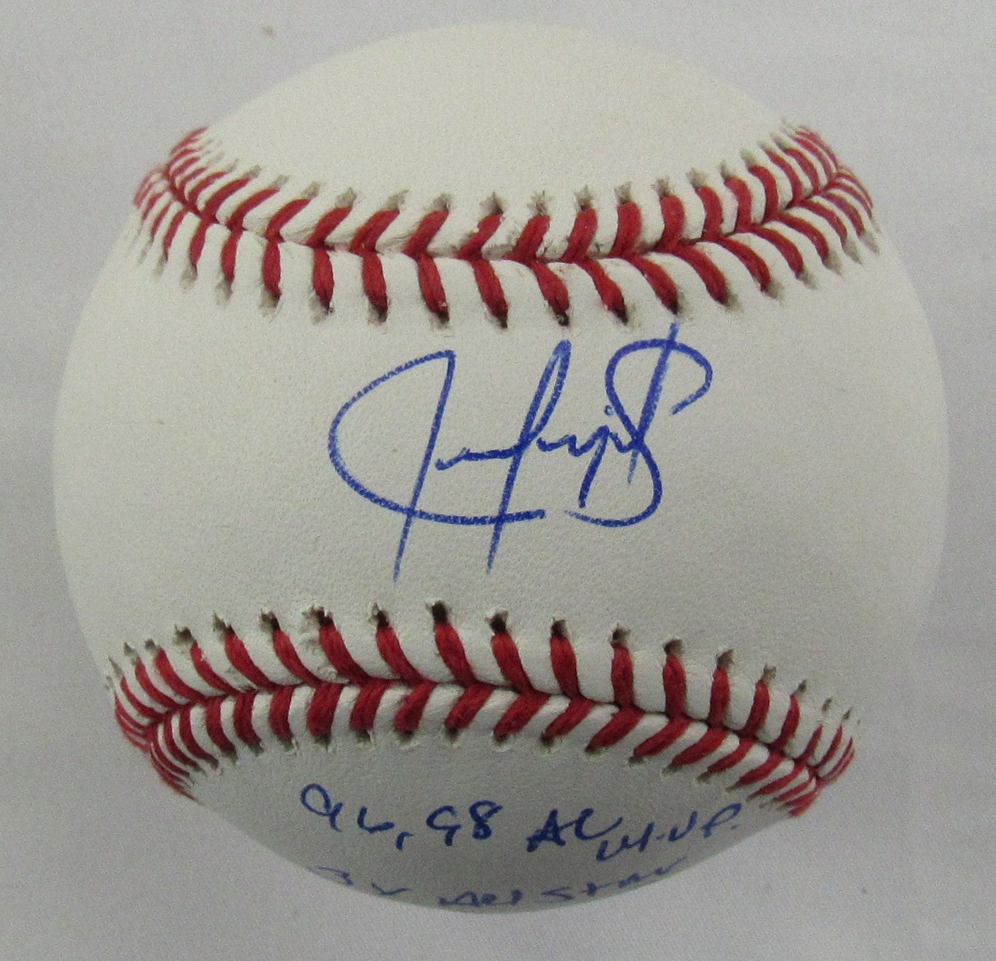 Juan Gonzalez Signed STAT Auto Rawlings Baseball JSA CF42491