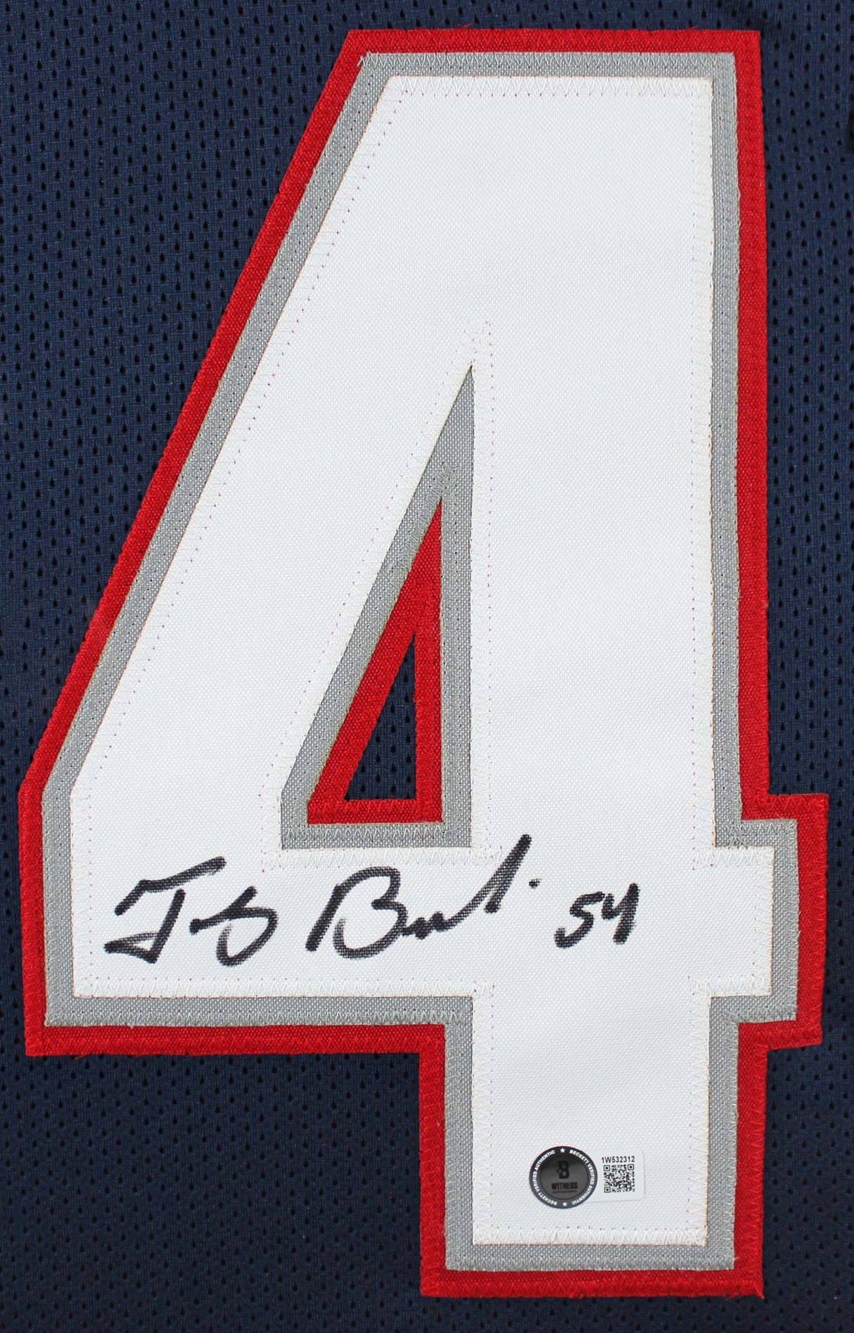 Tedy Bruschi Authentic Signed Navy Blue Pro Style Framed Jersey BAS Witnessed