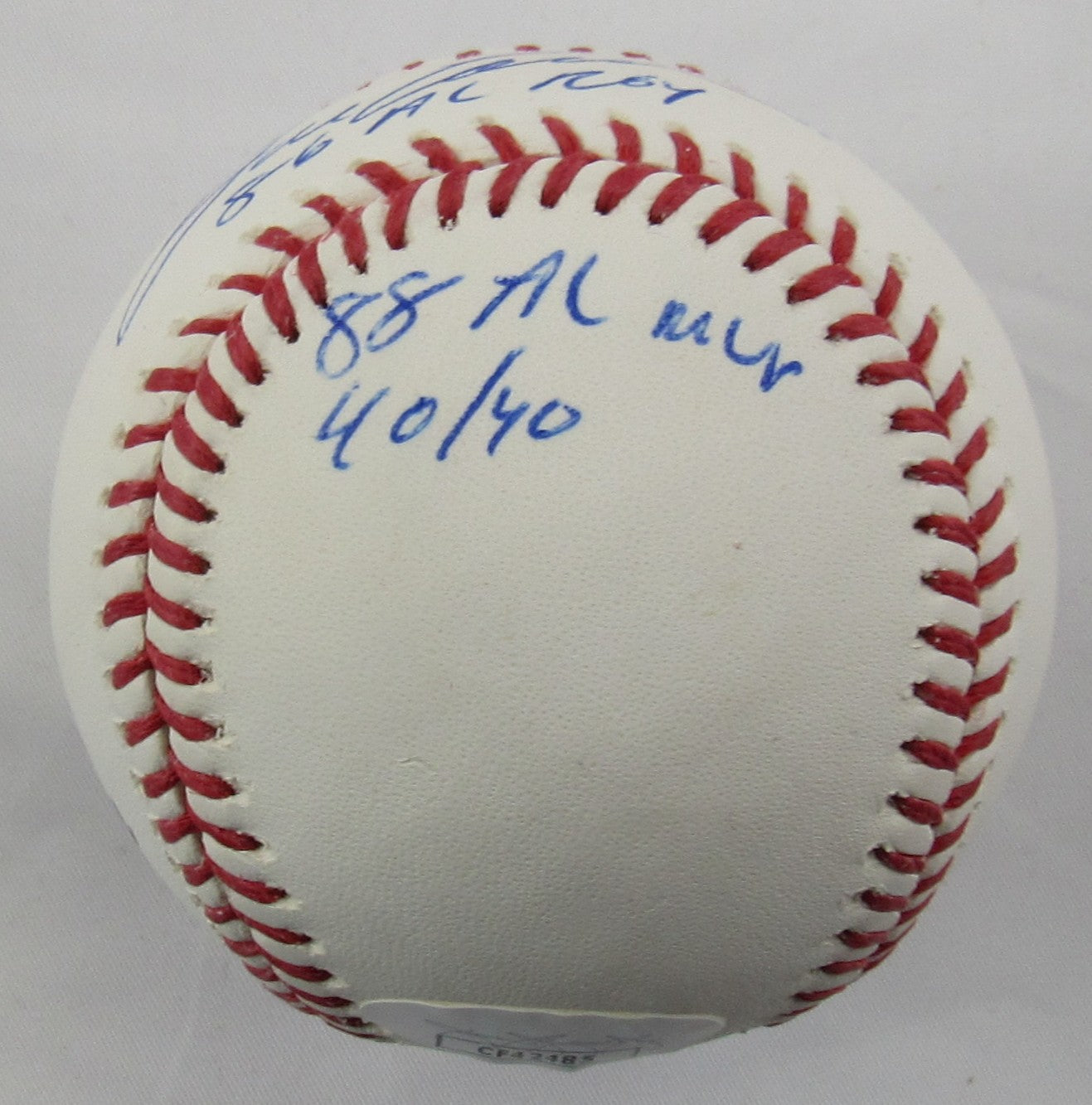 Jose Canseco Signed Stat Rawlings Baseball JSA CF42485