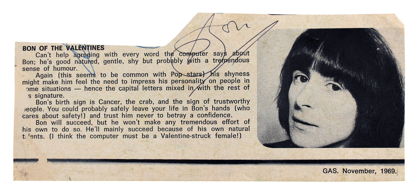 Bon Scott AC/DC Authentic Signed 3x6.75 Cut Signature Autographed JSA #BB39751