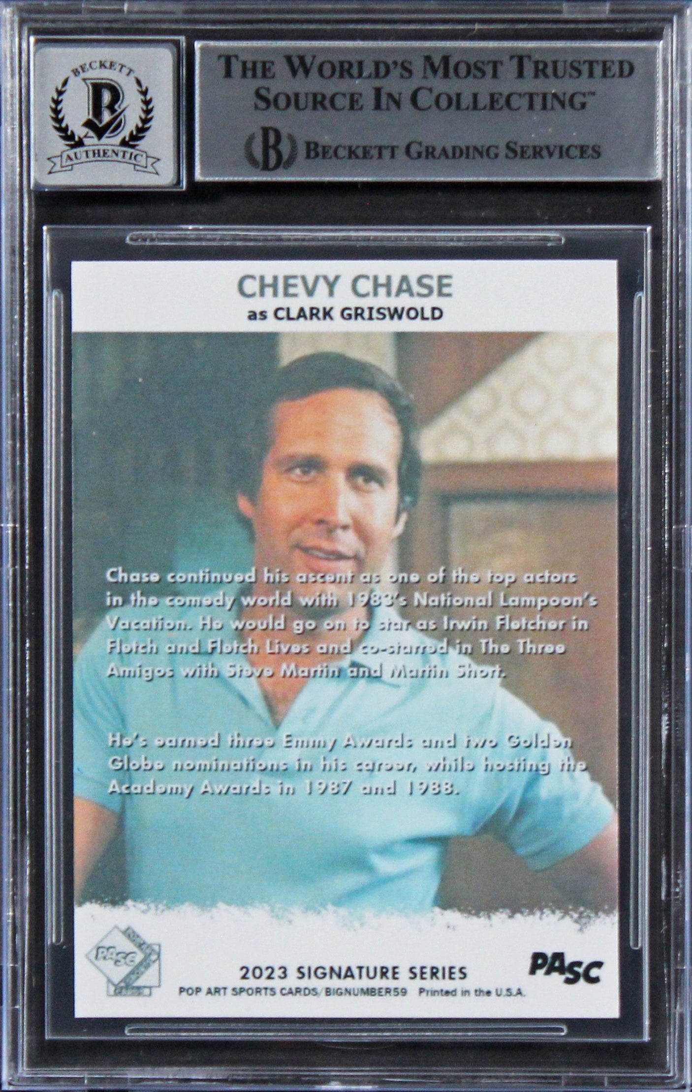 Chevy Chase Vacation Authentic Signed Custom Trading Card Auto 10! BAS Slabbed 3