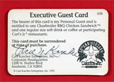 Carl Karcher Carl's Jr. Signed & Framed Executive Guest Card Card BAS #AE09337