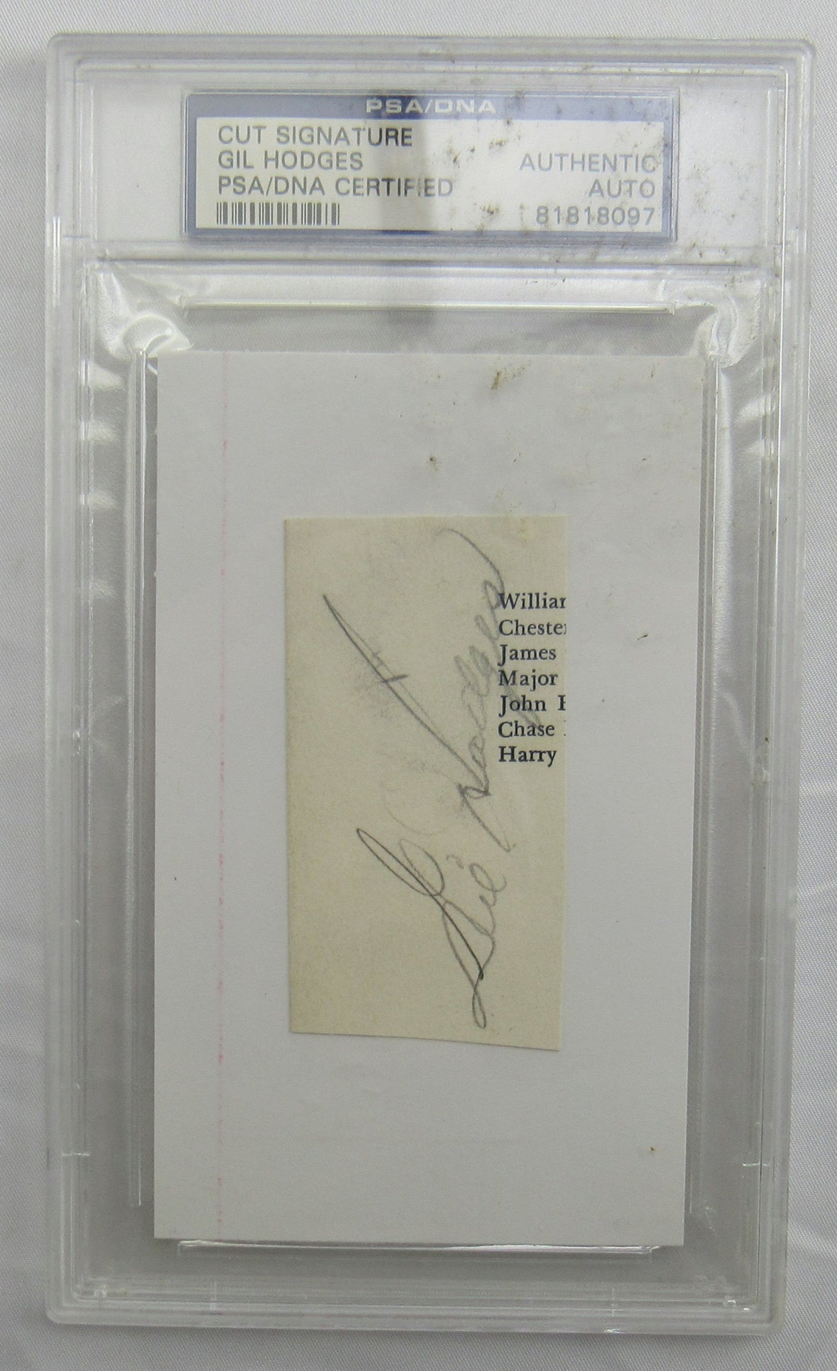 Gil Hodges Cut Signed Auto PSA/DNA Encapsulated XV