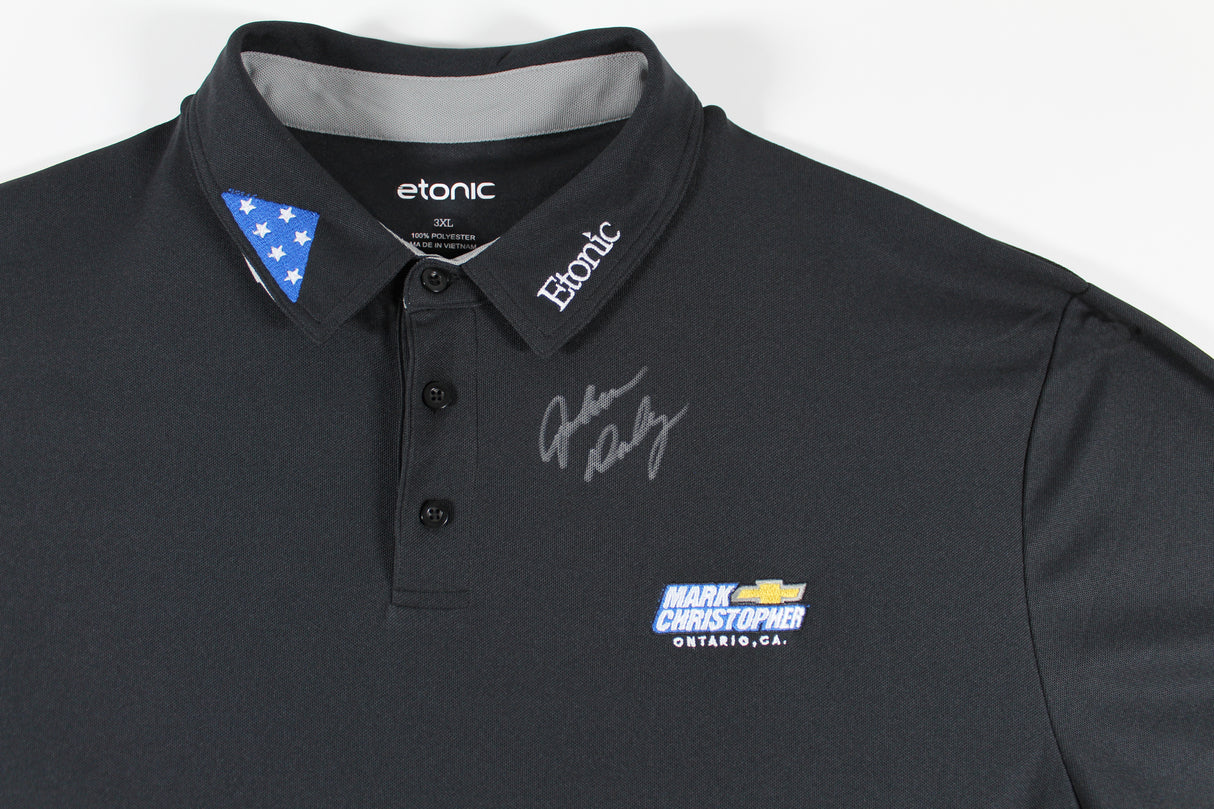 John Daly Signed Match Worn Black Folds Of Honor Etonic Polo Shirt BAS #BH00354