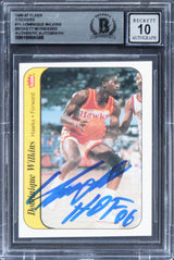 Hawks Dominique Wilkins HOF Signed 1986 Fleer Stickers #11 RC Auto 10 BAS Slab 1