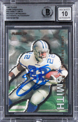 Cowboys Emmitt Smith Signed 1997 Fleer Game Breakers #20 Card Auto 10! BAS Slab
