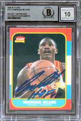 Hawks Dominique Wilkins "HOF" Signed 1986 Fleer #121 RC Card Auto 10! BAS Slab 1