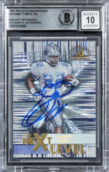 Cowboys Emmitt Smith Signed 1997 Pinnacle Inscriptions #45 Card Auto 10 BAS Slab