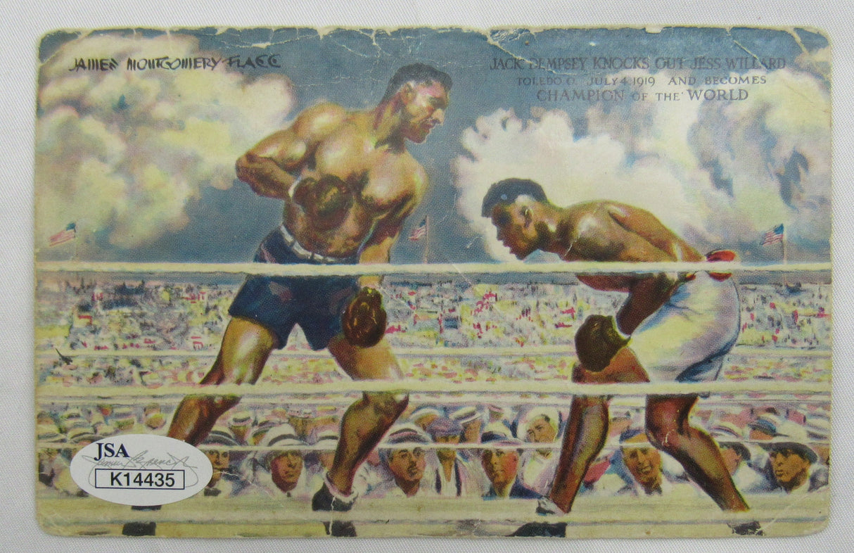 Jack Dempsey Signed Auto Post Card JSA K14435