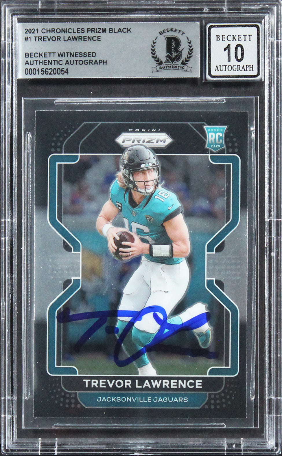 Trevor Lawrence Signed 2021 Chronicles Prizm Black #1 RC Card Auto 10! BAS Slab