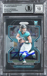 Trevor Lawrence Signed 2021 Chronicles Prizm Black #1 RC Card Auto 10! BAS Slab