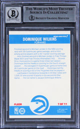 Hawks Dominique Wilkins Signed 1987 Fleer Stickers #7 Card Auto 10! BAS Slabbed