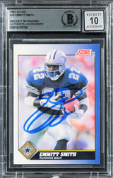Cowboys Emmitt Smith Authentic Signed 1991 Score #15 Card Auto 10! BAS Slabbed