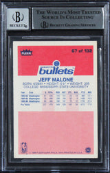 Bullets Jeff Malone "2x All Star" Signed 1986 Fleer #67 Card Auto 10 BAS Slabbed