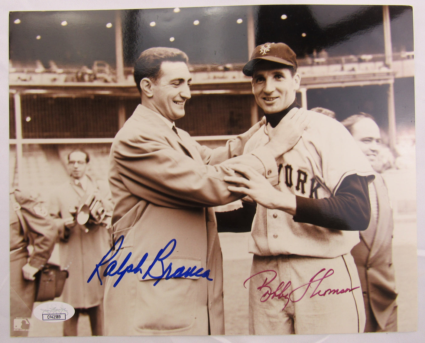 Bobby Thomson Ralph Branca Signed Auto 8x10 Photo JSA CF42589