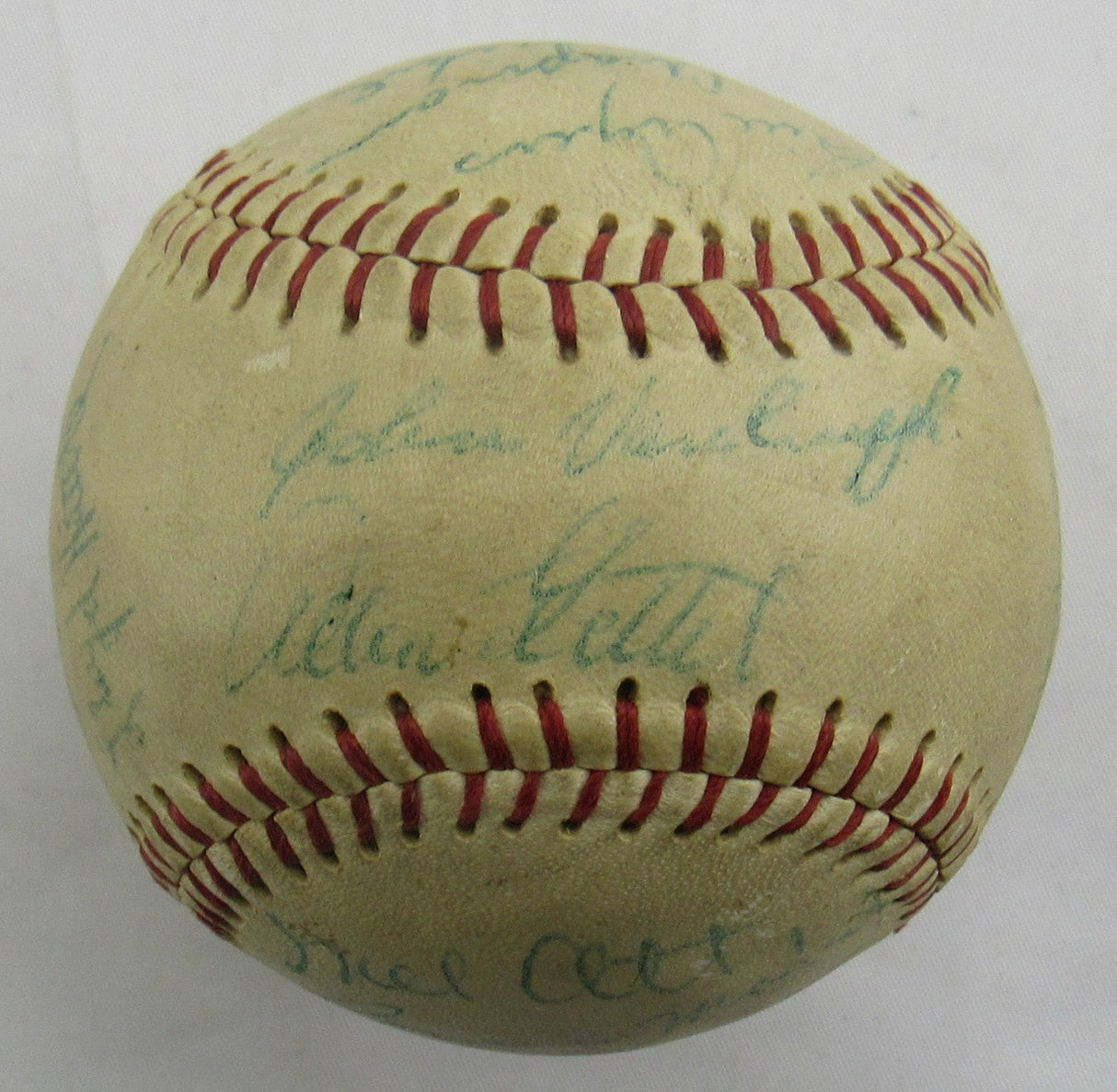 Mel Ott Augie Galan Len Attyd +16 Signed Auto Baseball PSA/DNA LOA S09585