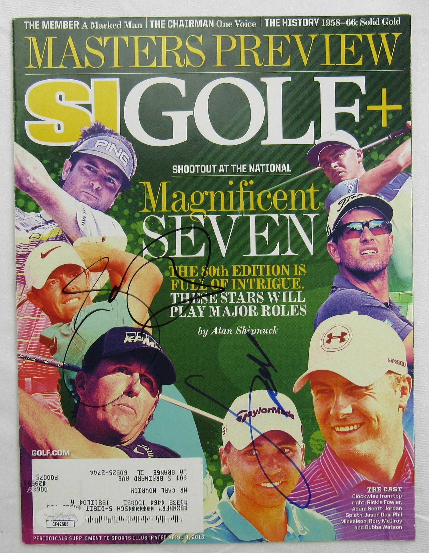 Jordan Spieth Jason Day Signed Auto Sports Illustrated Magazine JSA CF42608