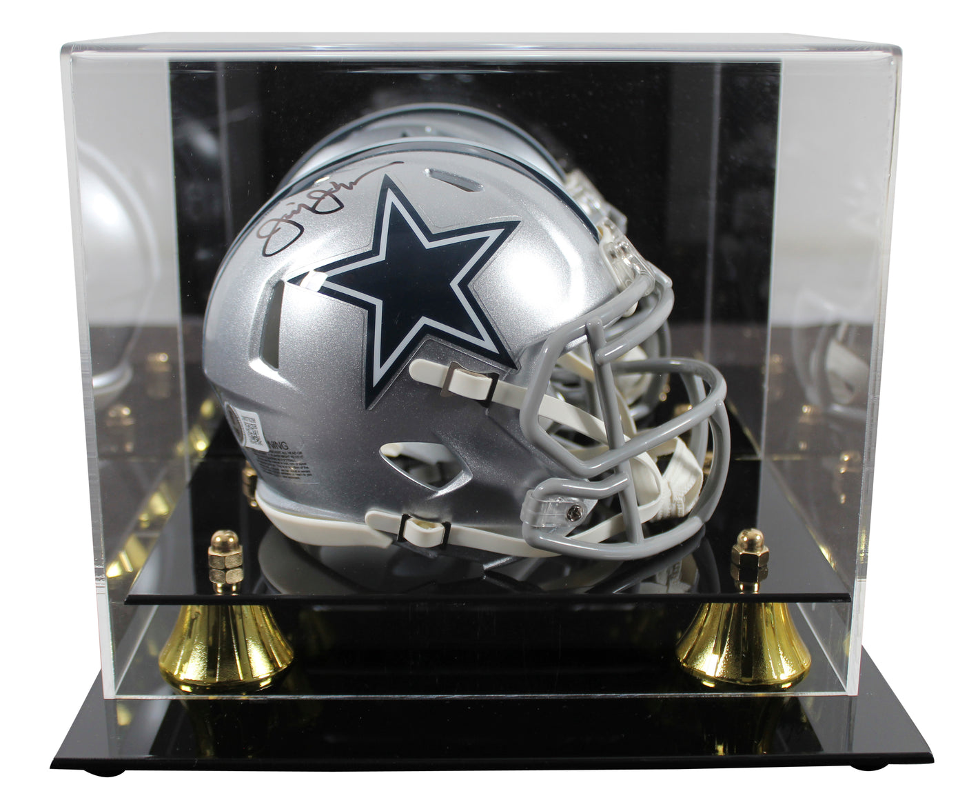 Cowboys Jimmy Johnson Authentic Signed Speed Mini Helmet w/ Case BAS Witnessed